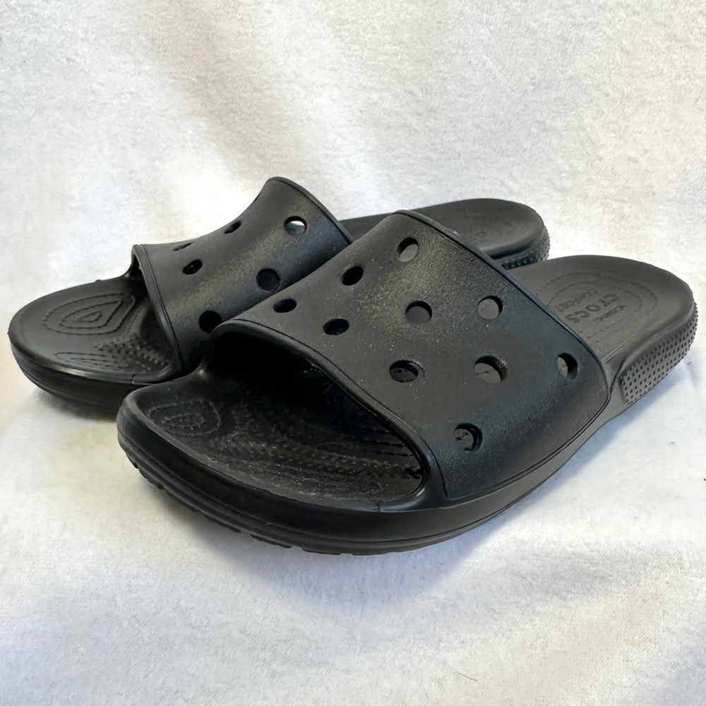 Crocs Classic Slides Men's 7 Women's 9 Black Slide Sandals Waterproof Unisex